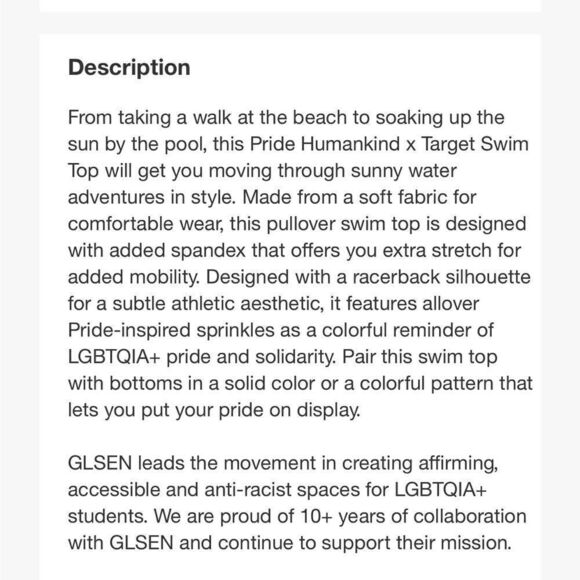 NWT Pride HumanKind swim top size S - Picture 10 of 11